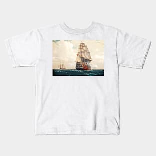 Ship At Sea by Michael Zeno Diemer digitally enhanced Kids T-Shirt